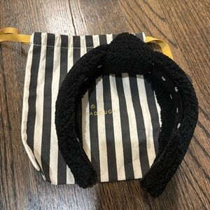 lele sadoughi sherpa headband in black new with bag